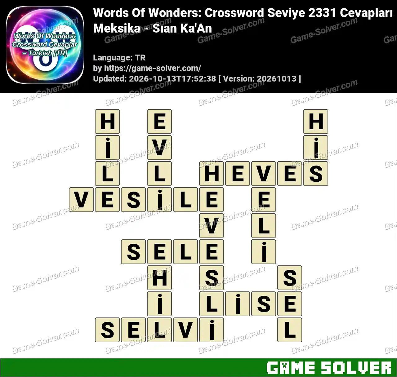 Words Of Wonders: Crossword Seviye 2331 Cevapları – Meksika – Sıan Ka’An